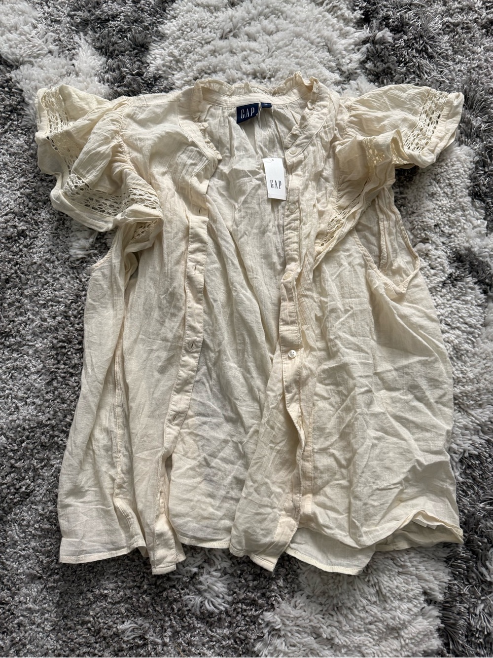 GAP gauze flutter short sleeve top (chino beige)